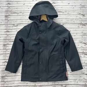 Hunter Original Black Hooded Raincoat Waterproof Jacket Sz. 5-6 Yrs Zip & Snaps